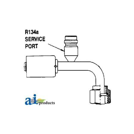 A & I Products Steel 90 Degree Female O-Ring w/ R134A Service Port Fitting 3 x1 x1 A-461-3270